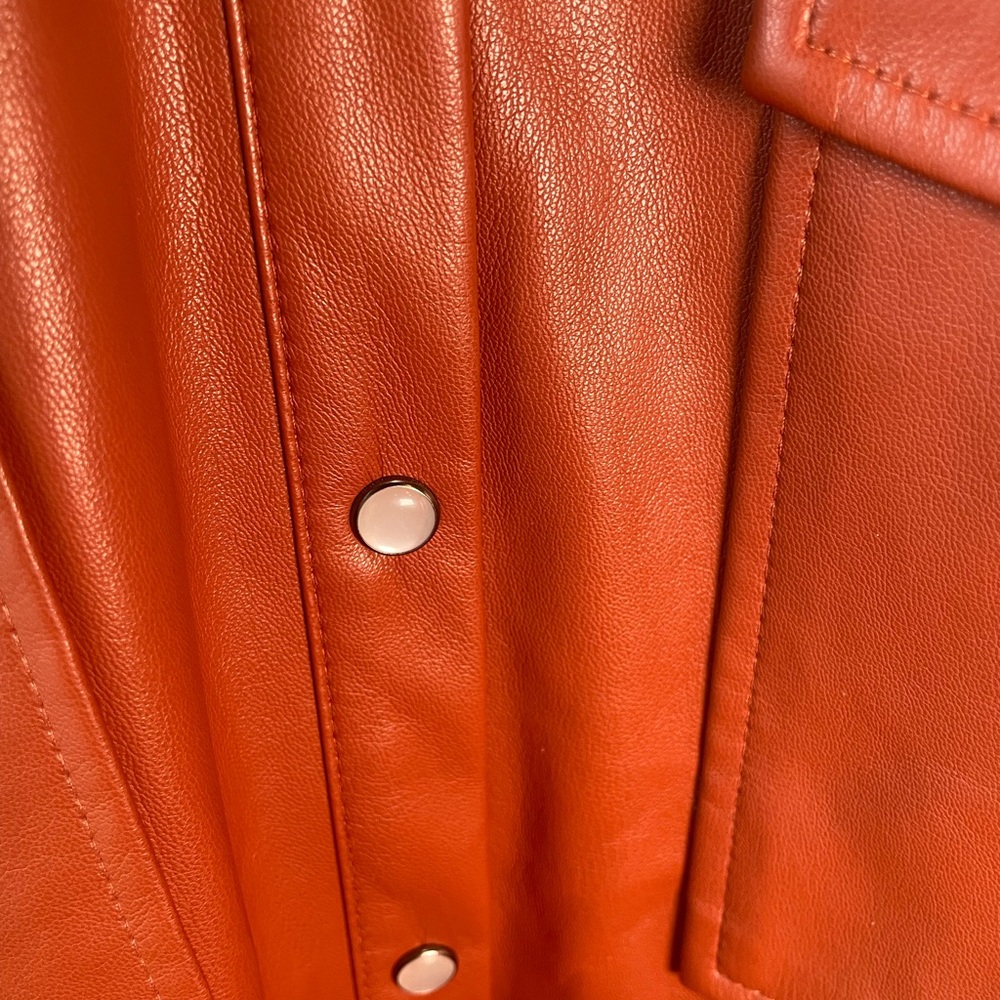 Altar'd State Rust Faux Leather Pearl Snap Jacket - Picture 7 of 8